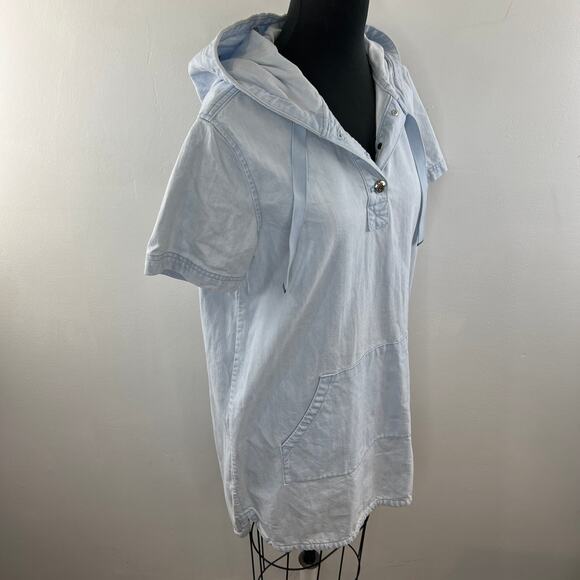 MARC BY MARC JACOBS Sunbleached Pale Indigo Cotton Short Sleeve Shirt Dress Sz M - Picture 6 of 10